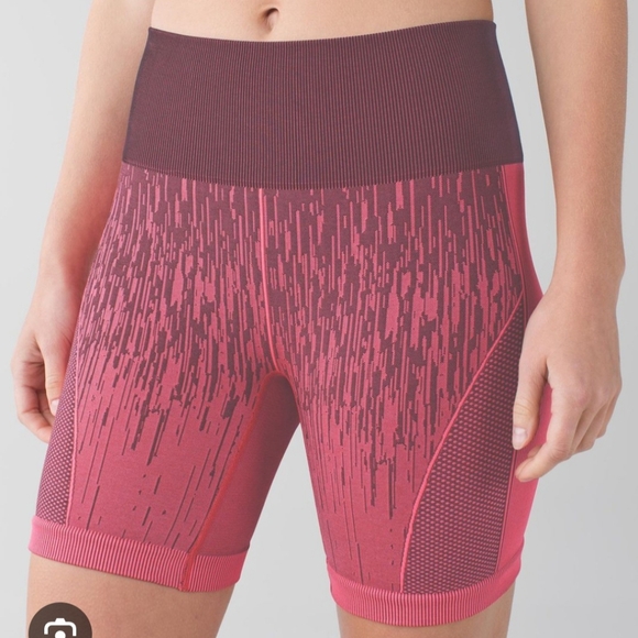 Lululemon Athletica Pink and Red Bike Shorts - Picture 1 of 7
